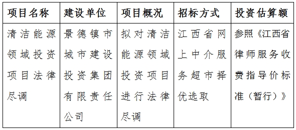 清潔能源領域投資項目法律盡調計劃公告