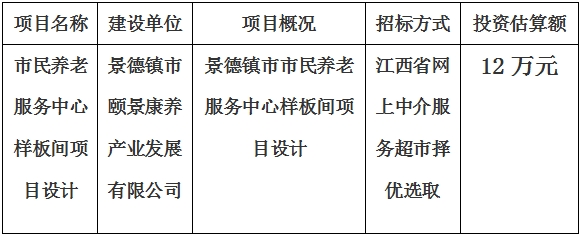 市民養老服務中心樣板間項目設計計劃公告