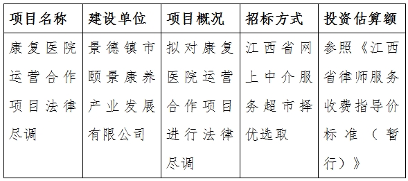 康復(fù)醫(yī)院運營合作項目法律盡調(diào)計劃公告